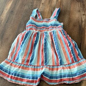 Cat & Jack Striped Smocked Sundress - Coral, Light Blue & Navy